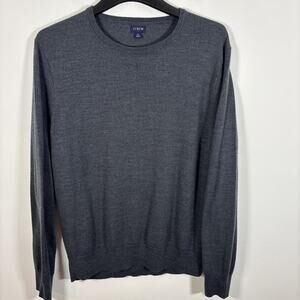 J Crew Merino Wool Acrylic Crewneck Sweater Size XL Heather Blue Lightweight